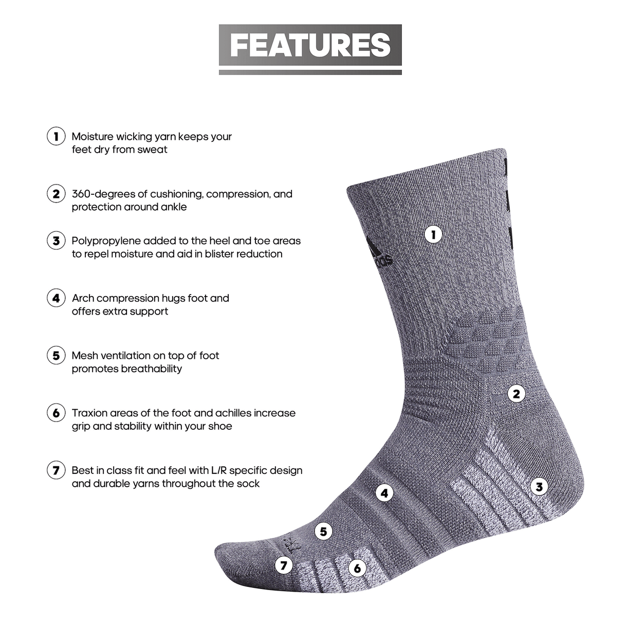 adidas Creator 365 Crew Socks Unisex Accessories Socks