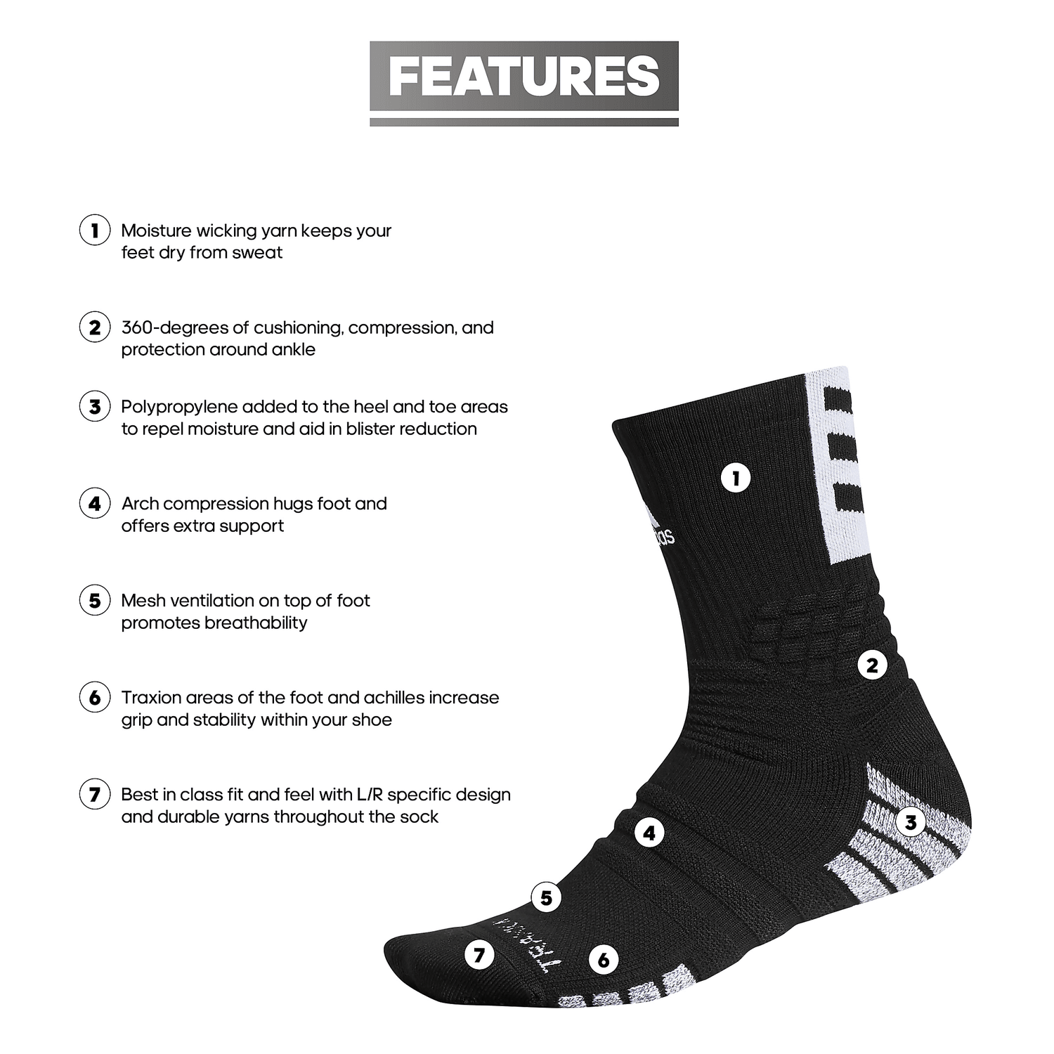 adidas Creator 365 Crew Socks Unisex Accessories Socks