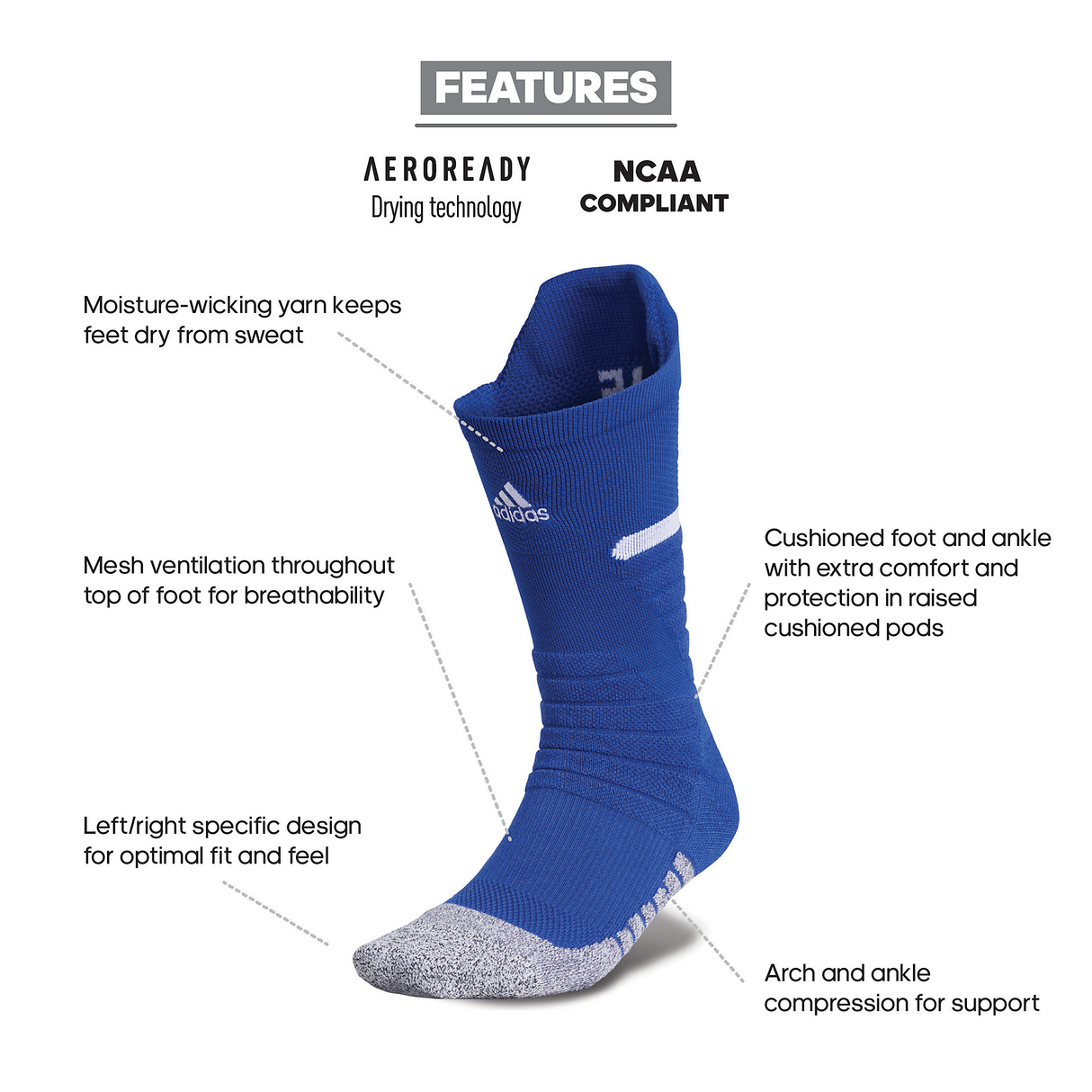 adidas Men's adizero Football Cushioned Crew Socks-2