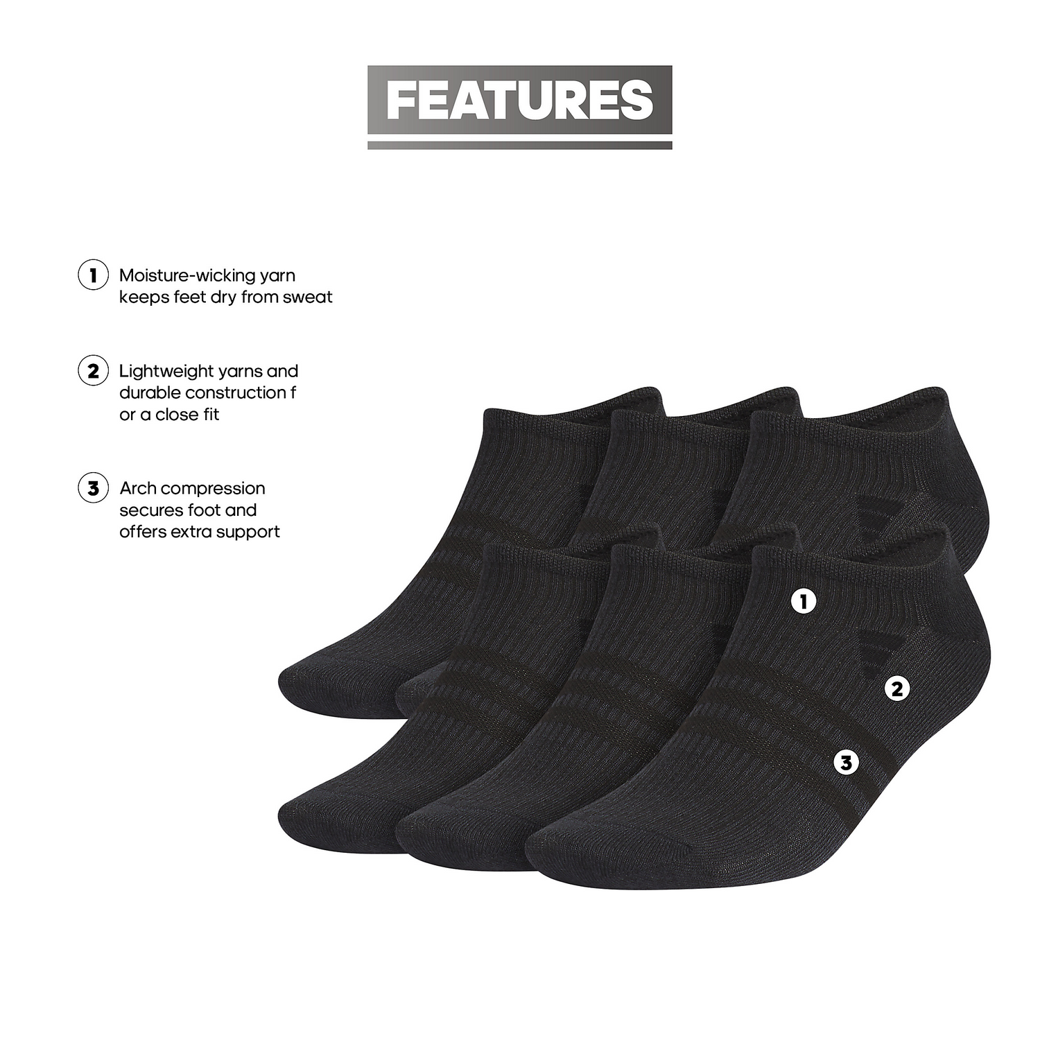 adidas Men's Superlite 3.0 No Show 3 Pairs Unisex Accessories Socks