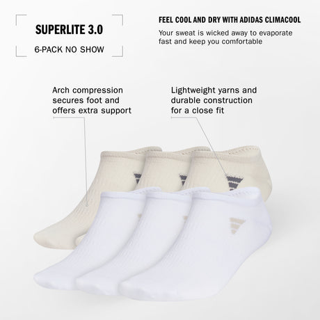 adidas Men's Superlite 3.0 No Show 3 Pairs Unisex Accessories Socks