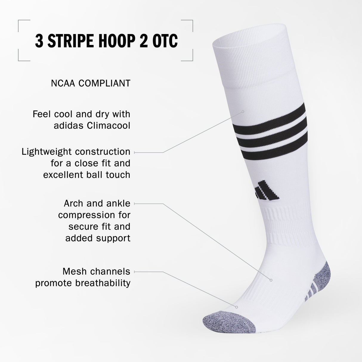 adidas 3 Stripe Hoop 2 OTC Socks Unisex Accessories Socks