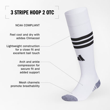 adidas 3 Stripe Hoop 2 OTC Socks Unisex Accessories Socks