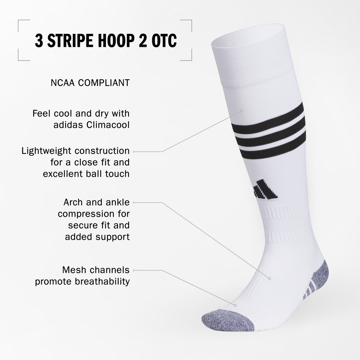 adidas 3 Stripe Hoop 2 OTC Socks-2
