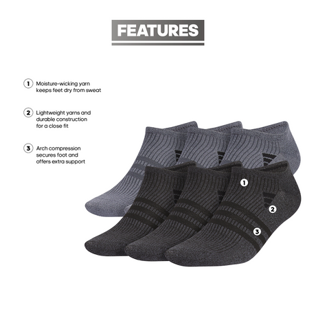 adidas Men's Superlite 3.0 No Show 3 Pairs Unisex Accessories Socks