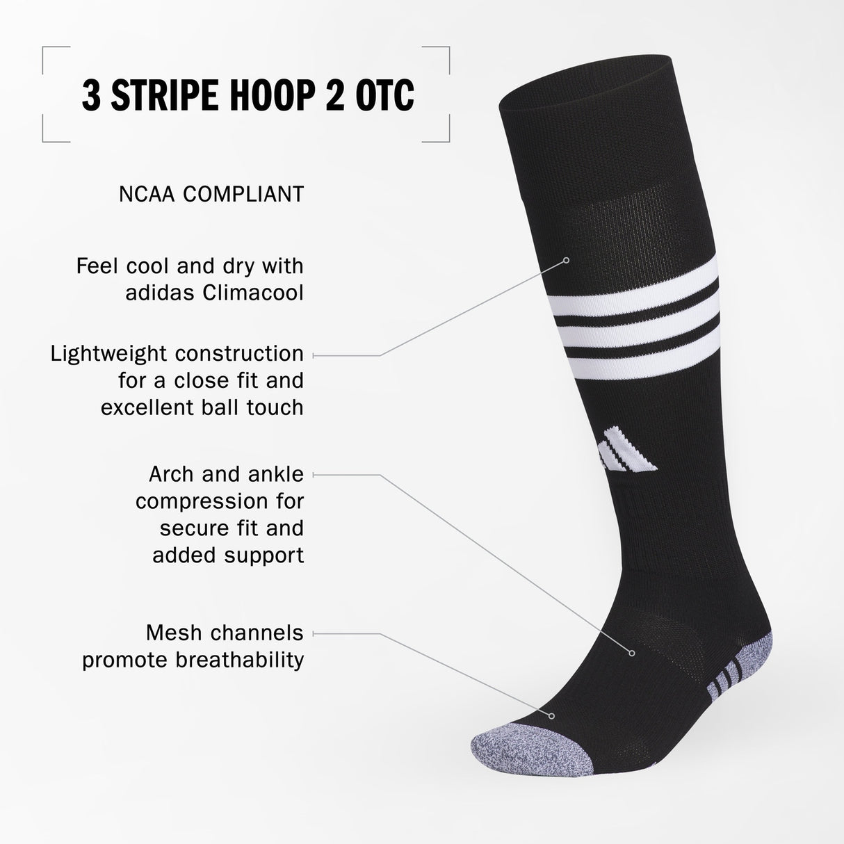 adidas 3 Stripe Hoop 2 OTC Socks Unisex Accessories Socks