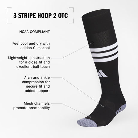 adidas 3 Stripe Hoop 2 OTC Socks Unisex Accessories Socks