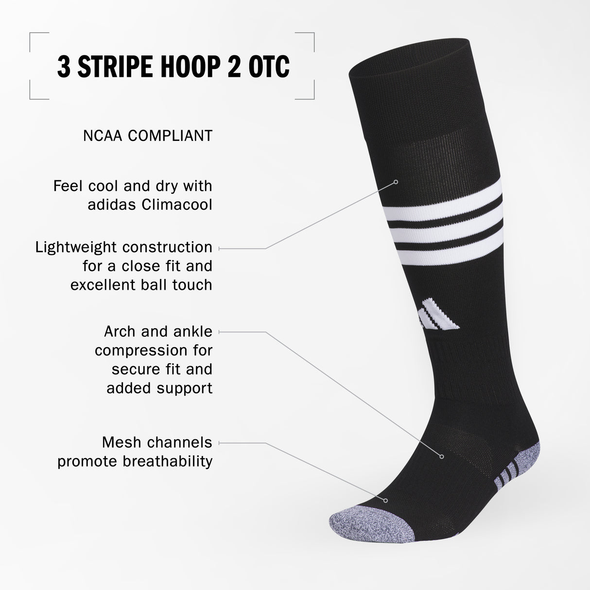 adidas 3 Stripe Hoop 2 OTC Socks-2