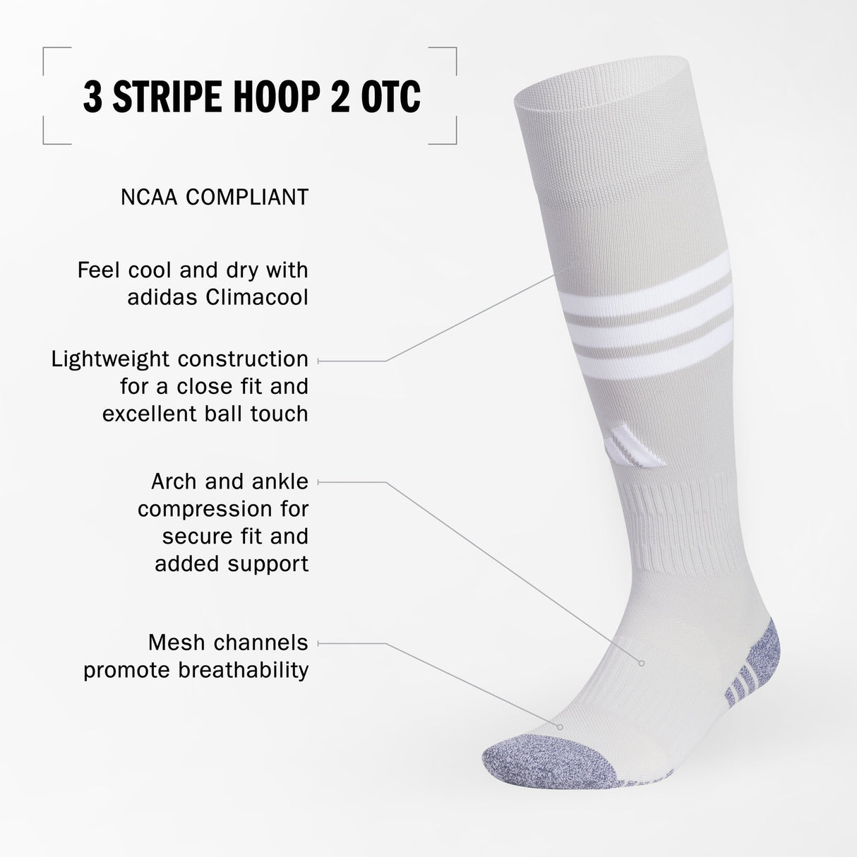adidas 3 Stripe Hoop 2 OTC Socks Unisex Accessories Socks