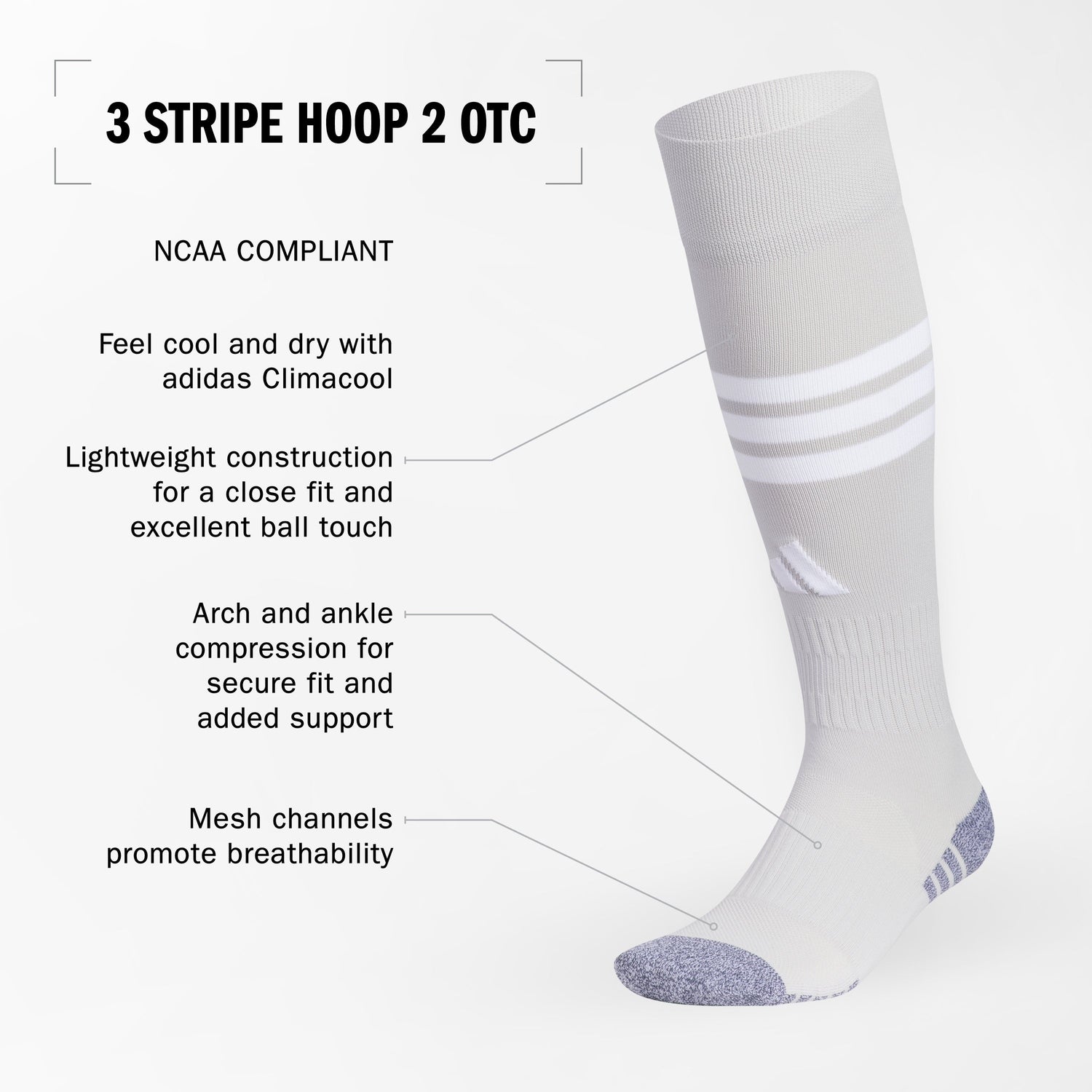adidas 3 Stripe Hoop 2 OTC Socks Unisex Accessories Socks