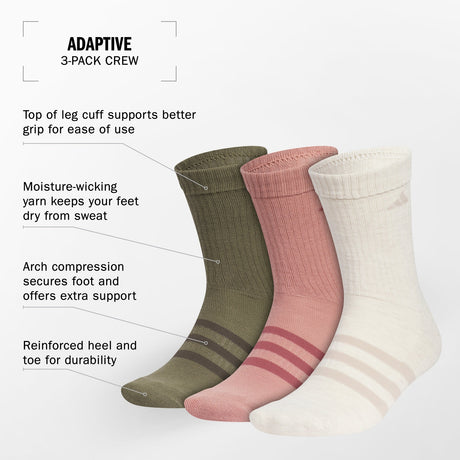 adidas Unisex Adaptive 3-Pack Crew Unisex Accessories Socks