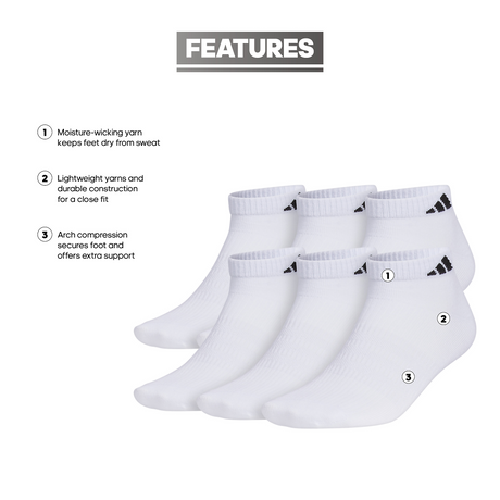 adidas Men's Superlite 3.0 Low Cut Socks 6-Pack Unisex Accessories Socks