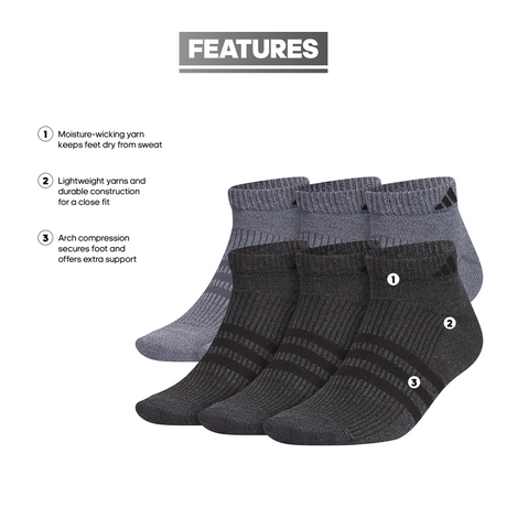 adidas Men's Superlite 3.0 Low Cut Socks 6-Pack Unisex Accessories Socks