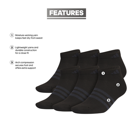 adidas Men's Superlite 3.0 Low Cut Socks 6-Pack Unisex Accessories Socks