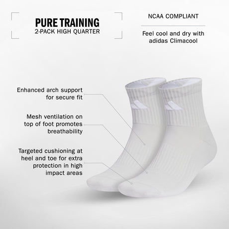 adidas Pure Training 2-Pack High Quarter Socks Unisex Accessories Socks