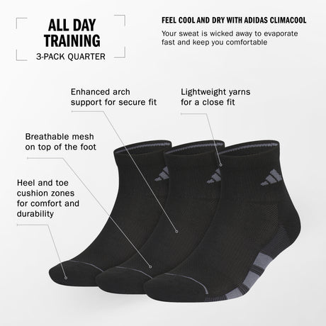 adidas Men's All Day Training 3-Pack Low Cut Socks Unisex Accessories Socks