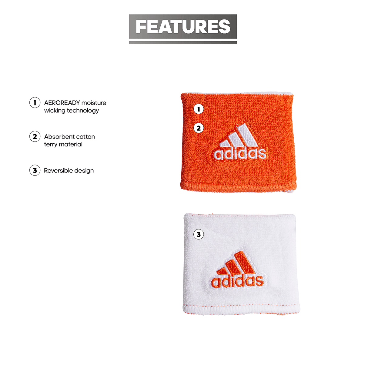 adidas Interval Reversible Wristband Unisex Accessories Health & Wellness
