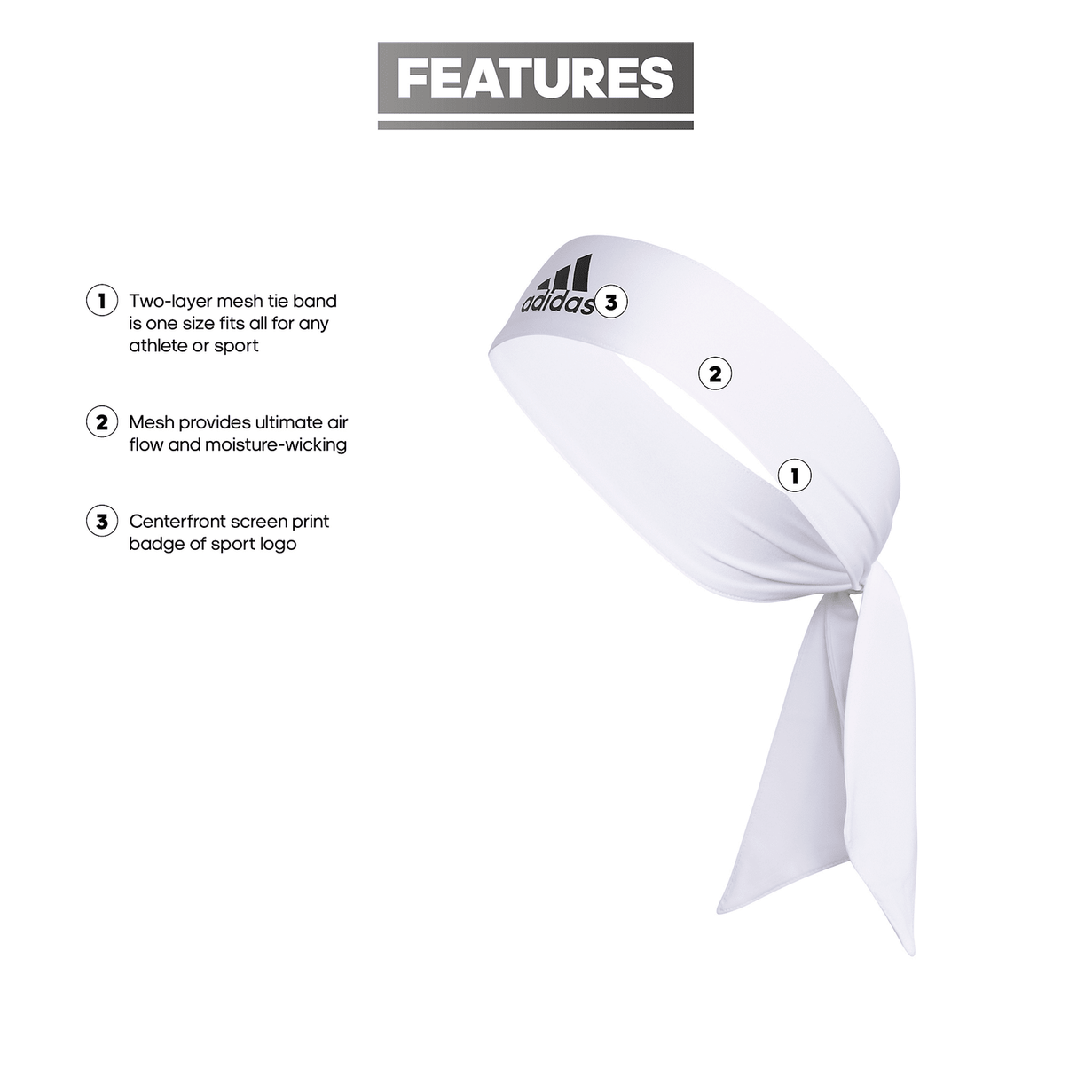 adidas Alphaskin Tie Headband Unisex Accessories Hats & Caps