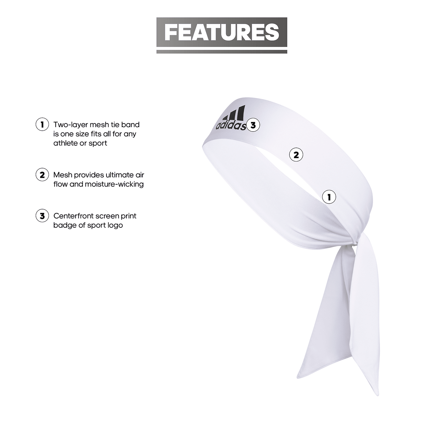 adidas Alphaskin Tie Headband Unisex Accessories Hats & Caps