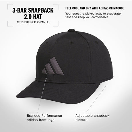 adidas Men's 3-Bar Snapback 2.0 Hat Unisex Accessories Hats & Caps