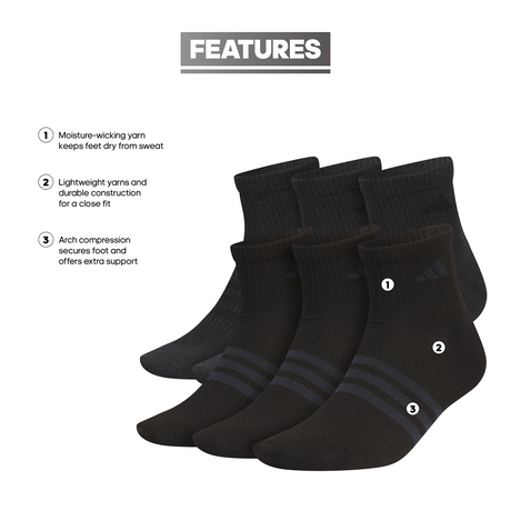 adidas Men's Superlite 3.0 Quarter Socks 3 Pairs Unisex Accessories Socks