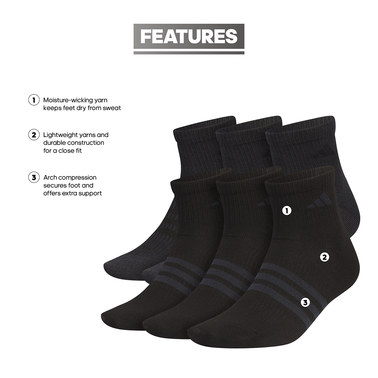 adidas Men's Superlite 3.0 Quarter Socks (3 Pairs)-2