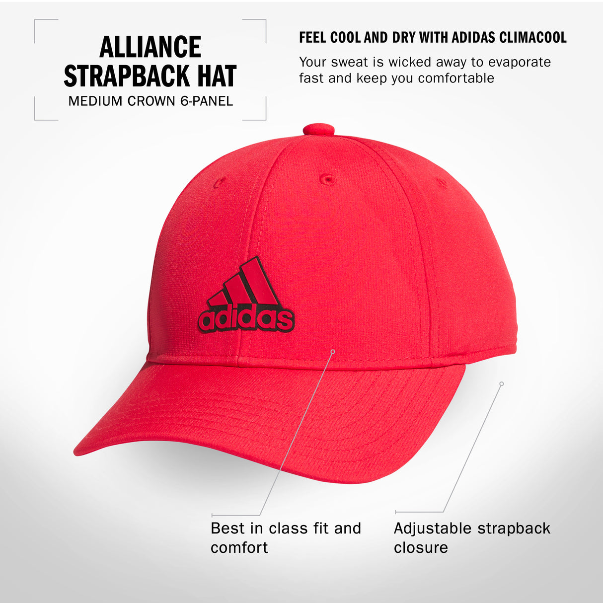 adidas Men's Alliance Strapback Hat Unisex Accessories Hats & Caps
