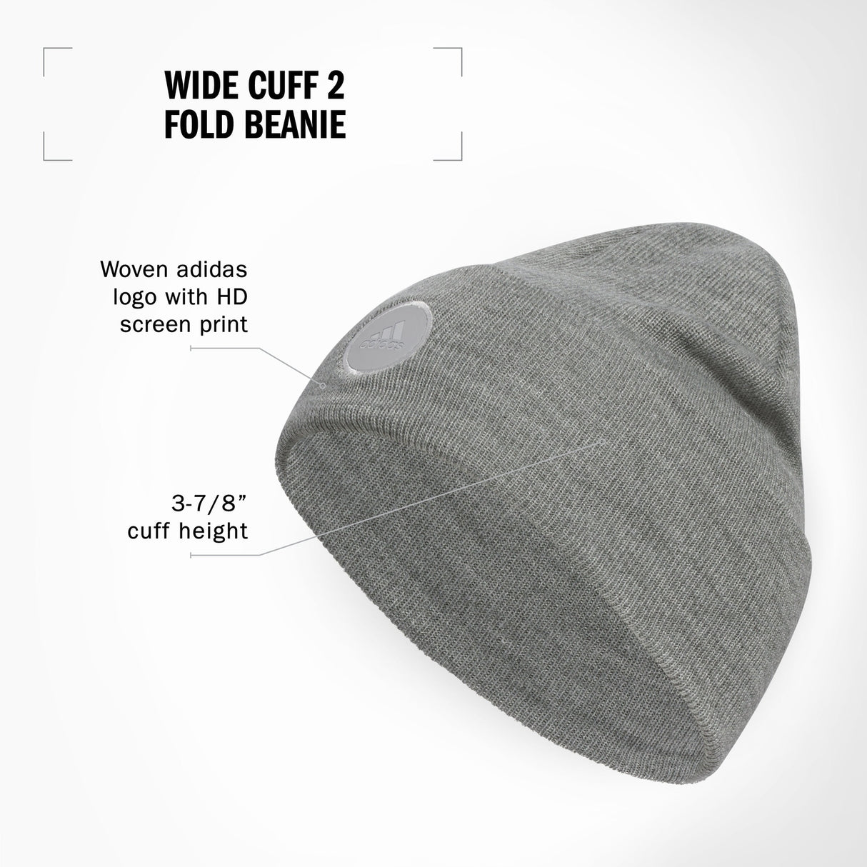adidas Women's Wide Cuff 2 Fold Beanie Unisex Accessories Hats & Caps