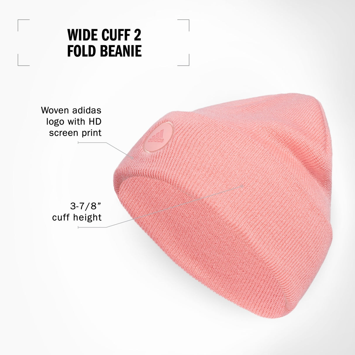 adidas Women's Wide Cuff 2 Fold Beanie Unisex Accessories Hats & Caps