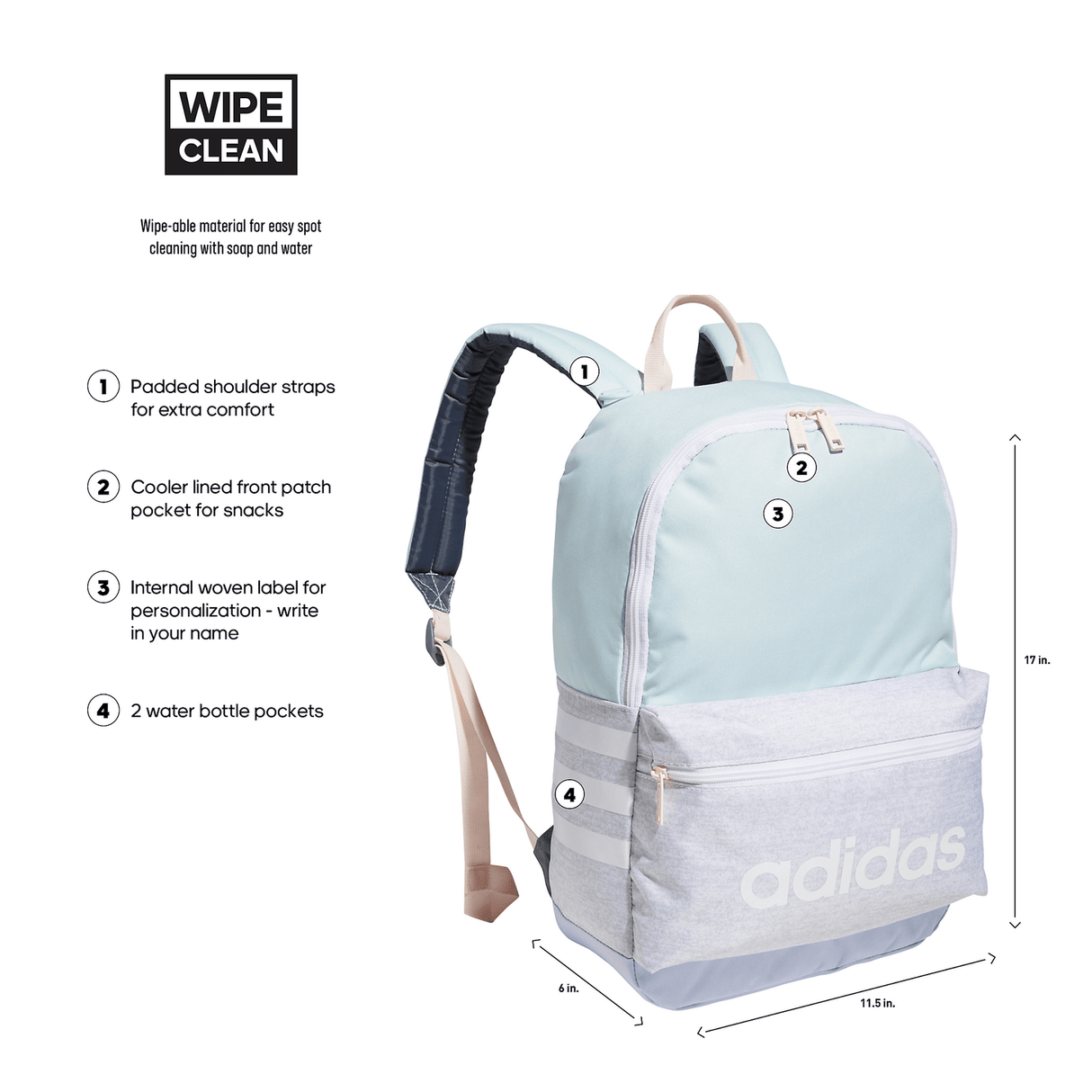 adidas Youth Classic 3S Backpack Unisex Accessories Bags & Backpacks