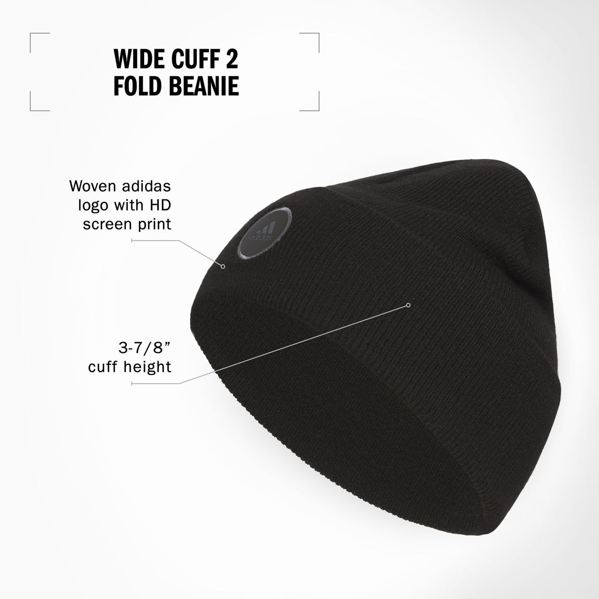 adidas Women's Wide Cuff 2 Fold Beanie Unisex Accessories Hats & Caps