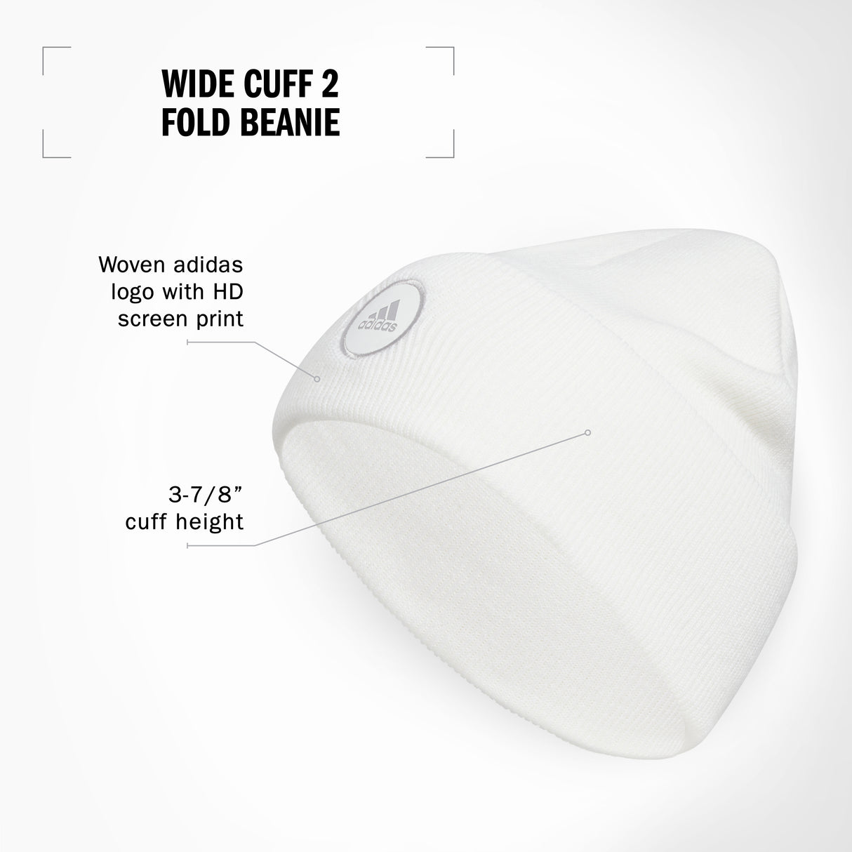 adidas Women's Wide Cuff 2 Fold Beanie Unisex Accessories Hats & Caps