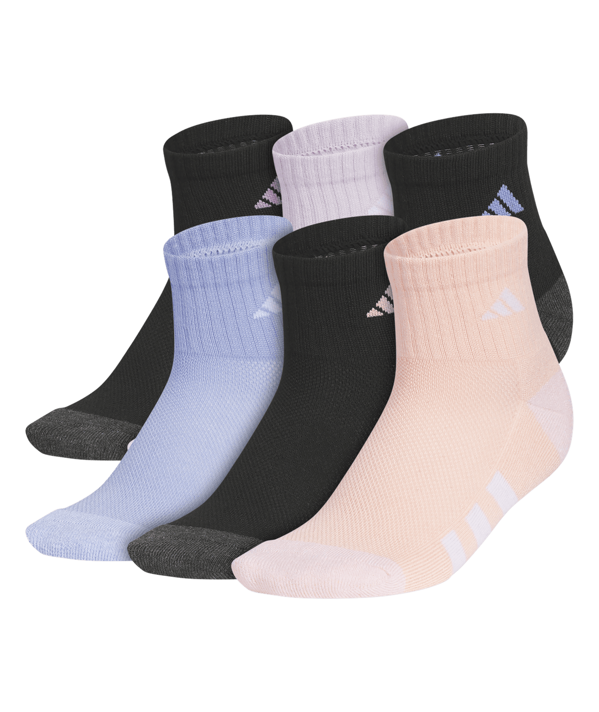 adidas Girls' Athletic Cushioned 6-Pack Quarter Socks Unisex Accessories Socks
