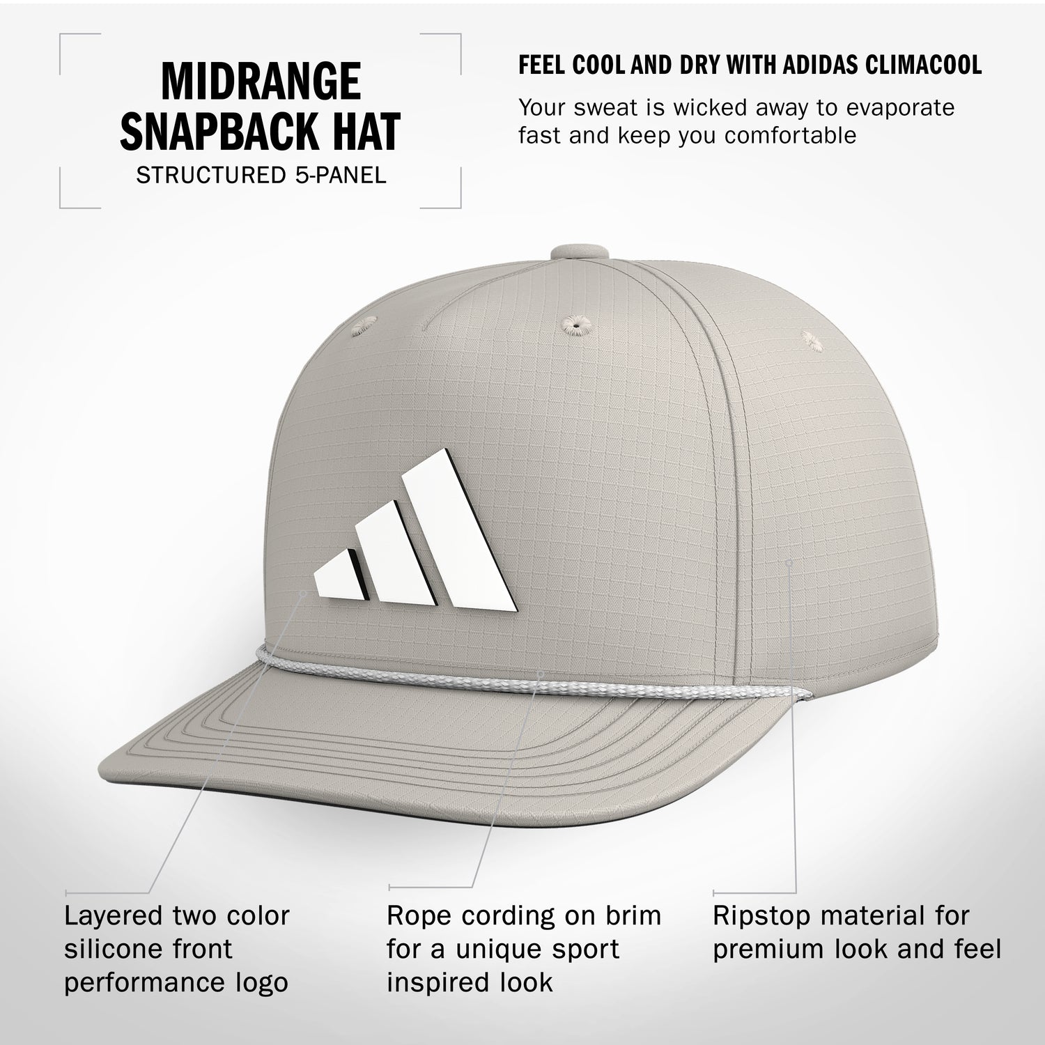 adidas Men's Midrange Snapback Hat Unisex Accessories Hats & Caps