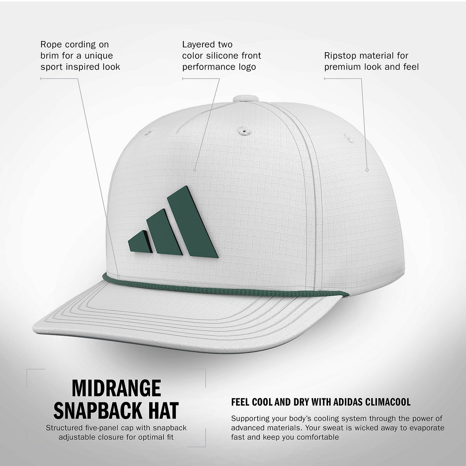 adidas Men's Midrange Snapback Hat Unisex Accessories Hats & Caps