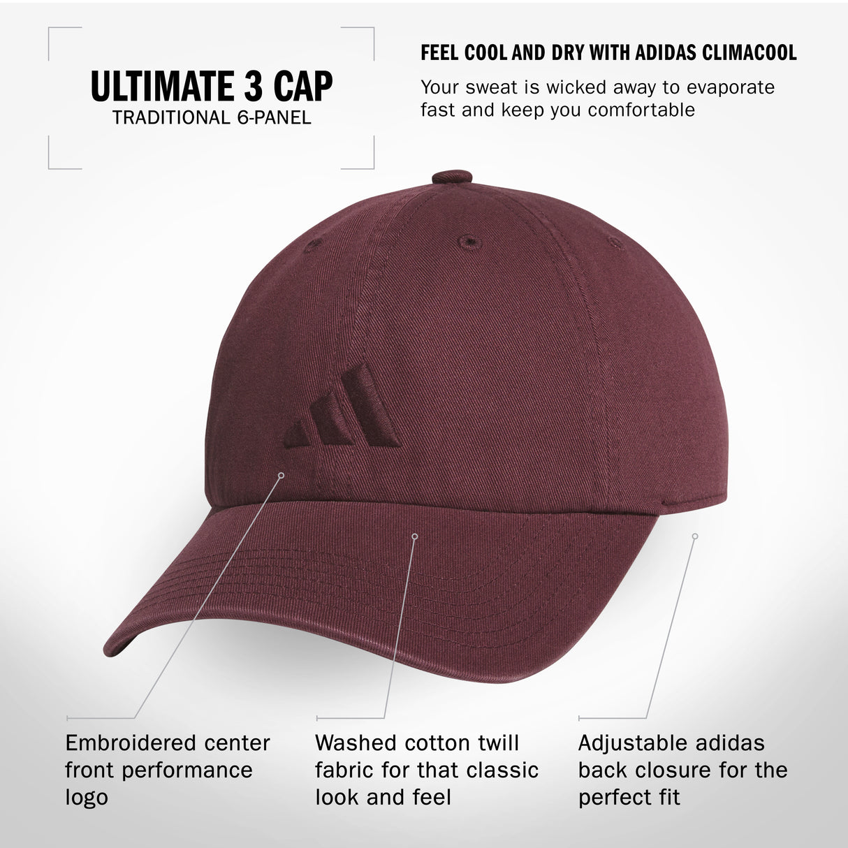 adidas Men's Ultimate 3 Cap Unisex Accessories Hats & Caps
