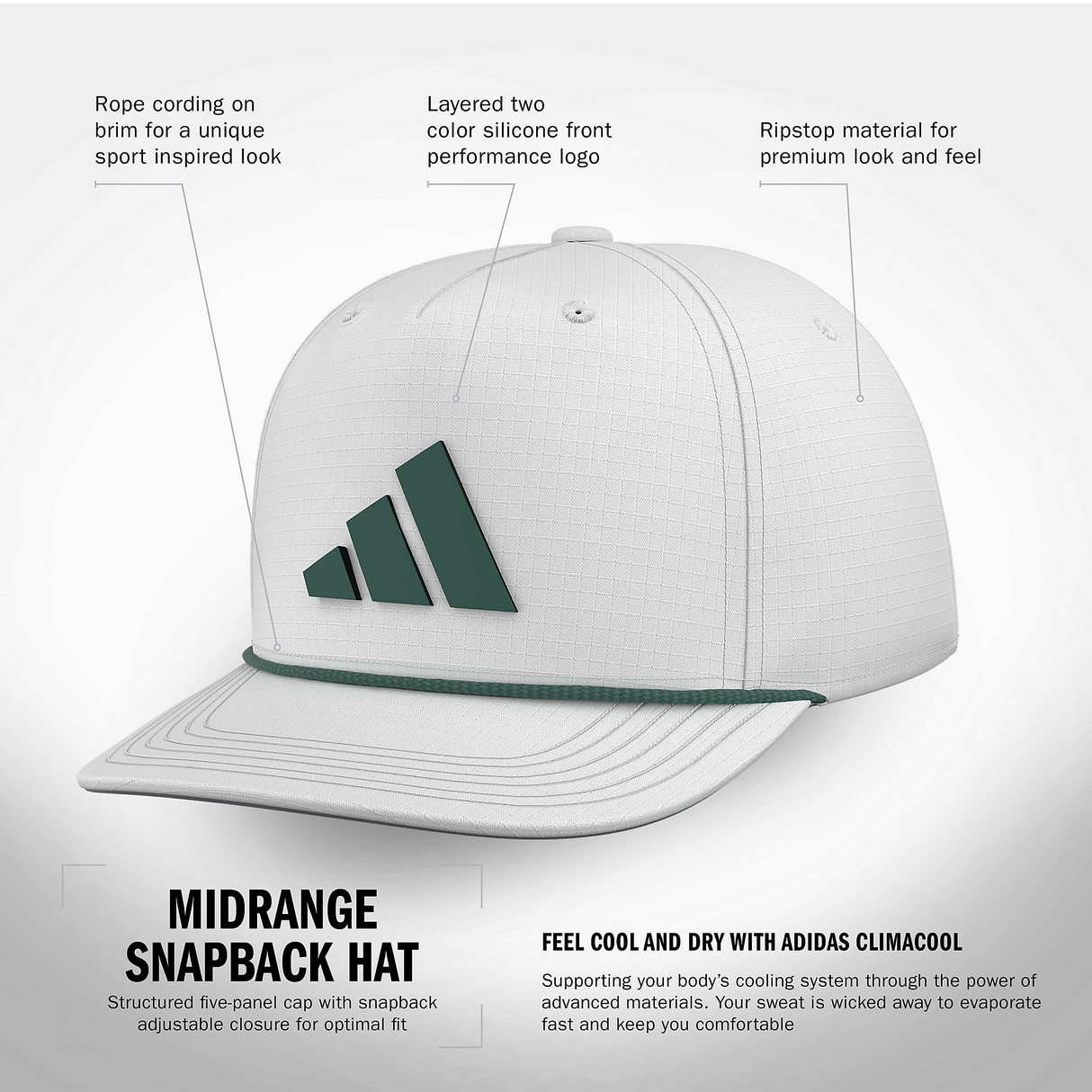 adidas Men's Midrange Snapback Hat Unisex Accessories Hats & Caps