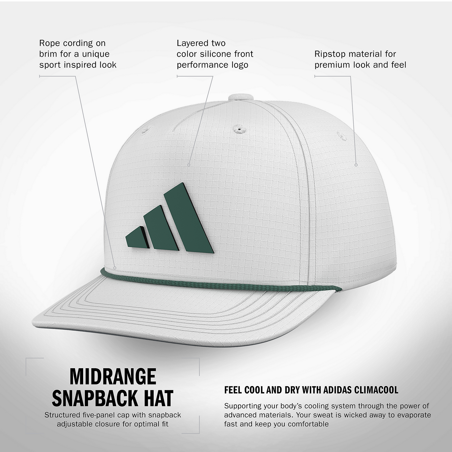 adidas Men's Midrange Snapback Hat Unisex Accessories Hats & Caps
