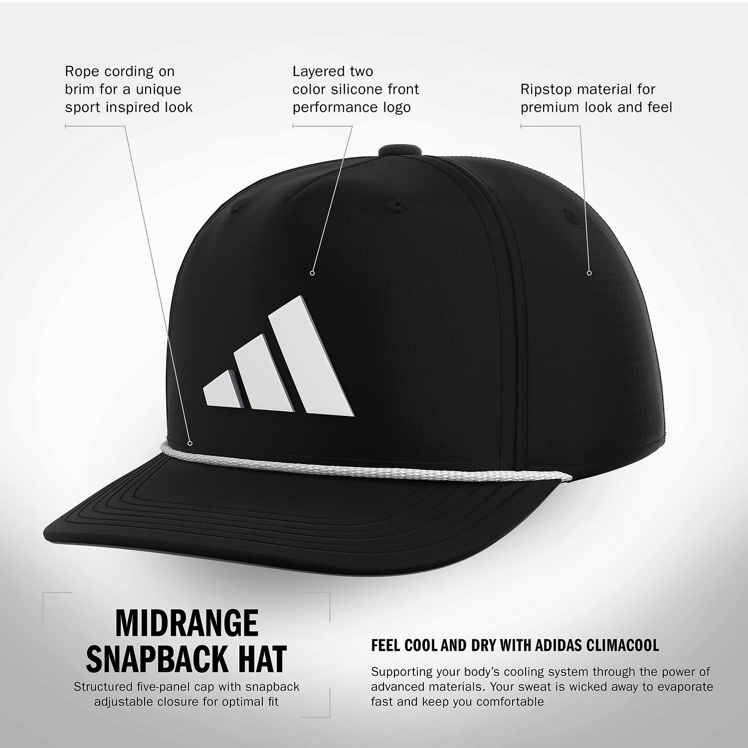 adidas Men's Midrange Snapback Hat Unisex Accessories Hats & Caps