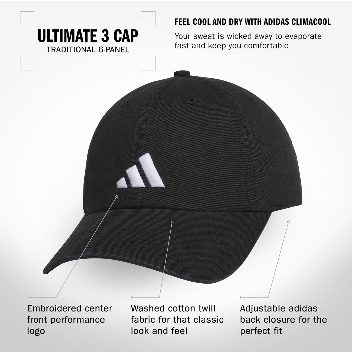 adidas Men's Ultimate 3 Cap Unisex Accessories Hats & Caps