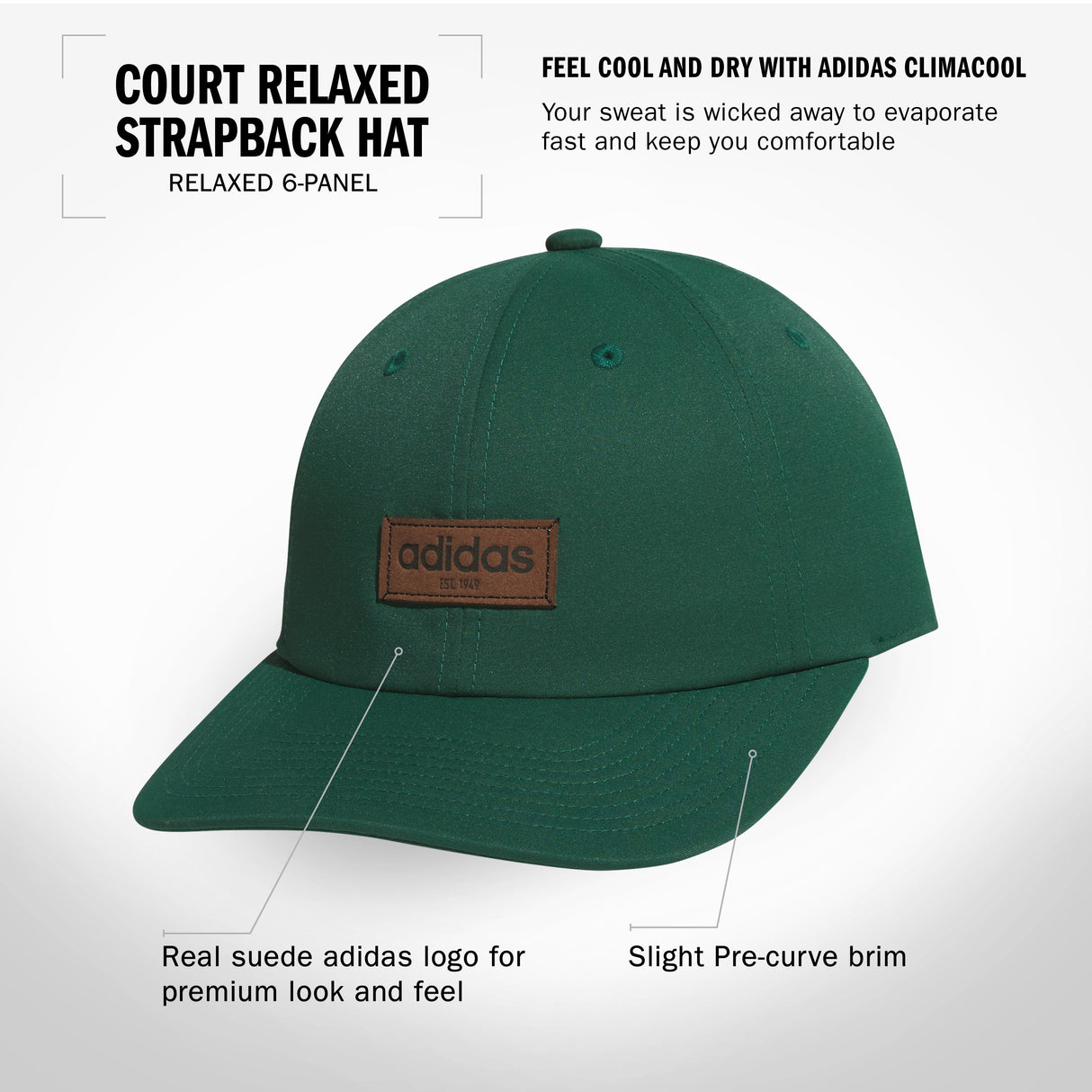 adidas Men's Court Relaxed Strapback Hat Unisex Accessories Hats & Caps