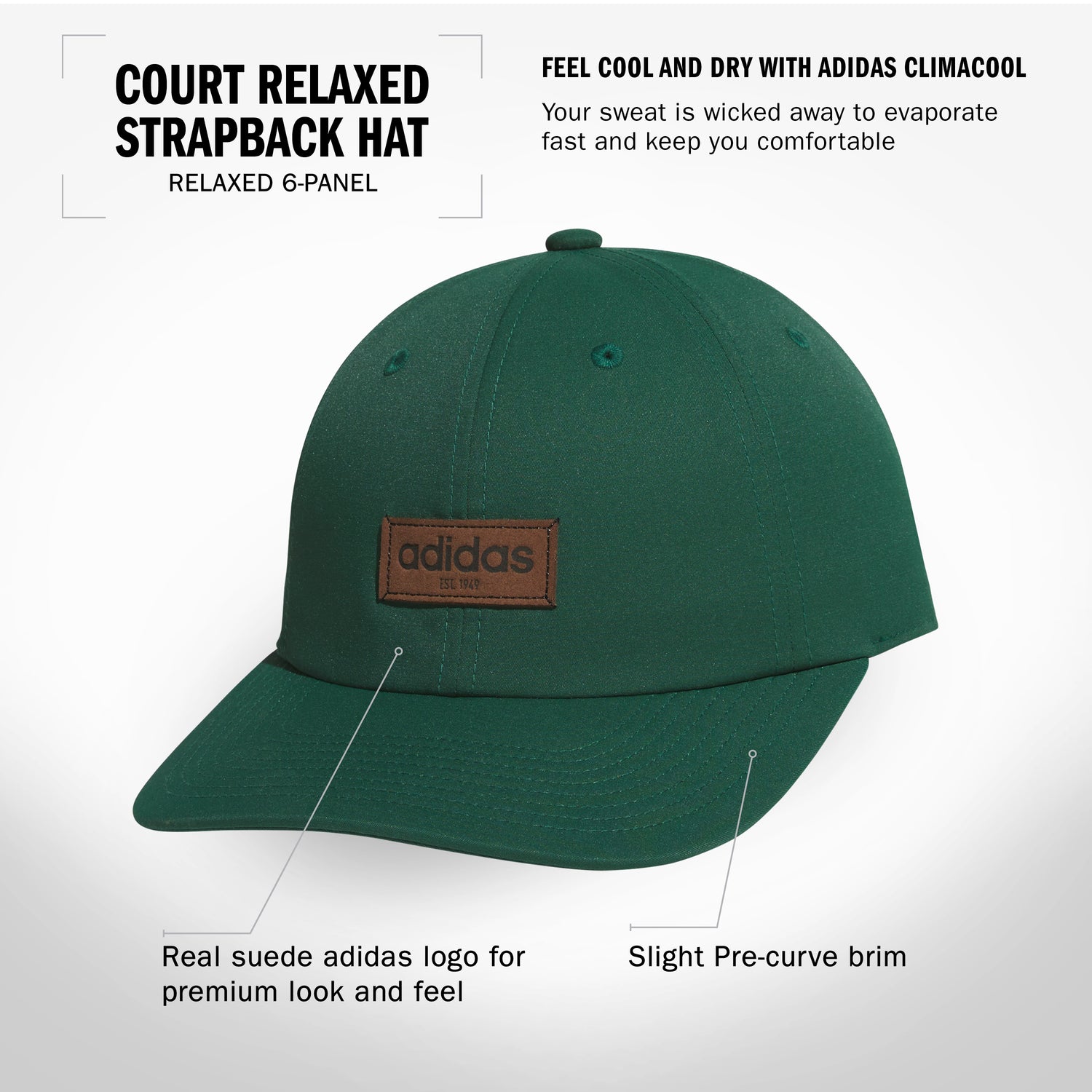 adidas Men's Court Relaxed Strapback Hat Unisex Accessories Hats & Caps