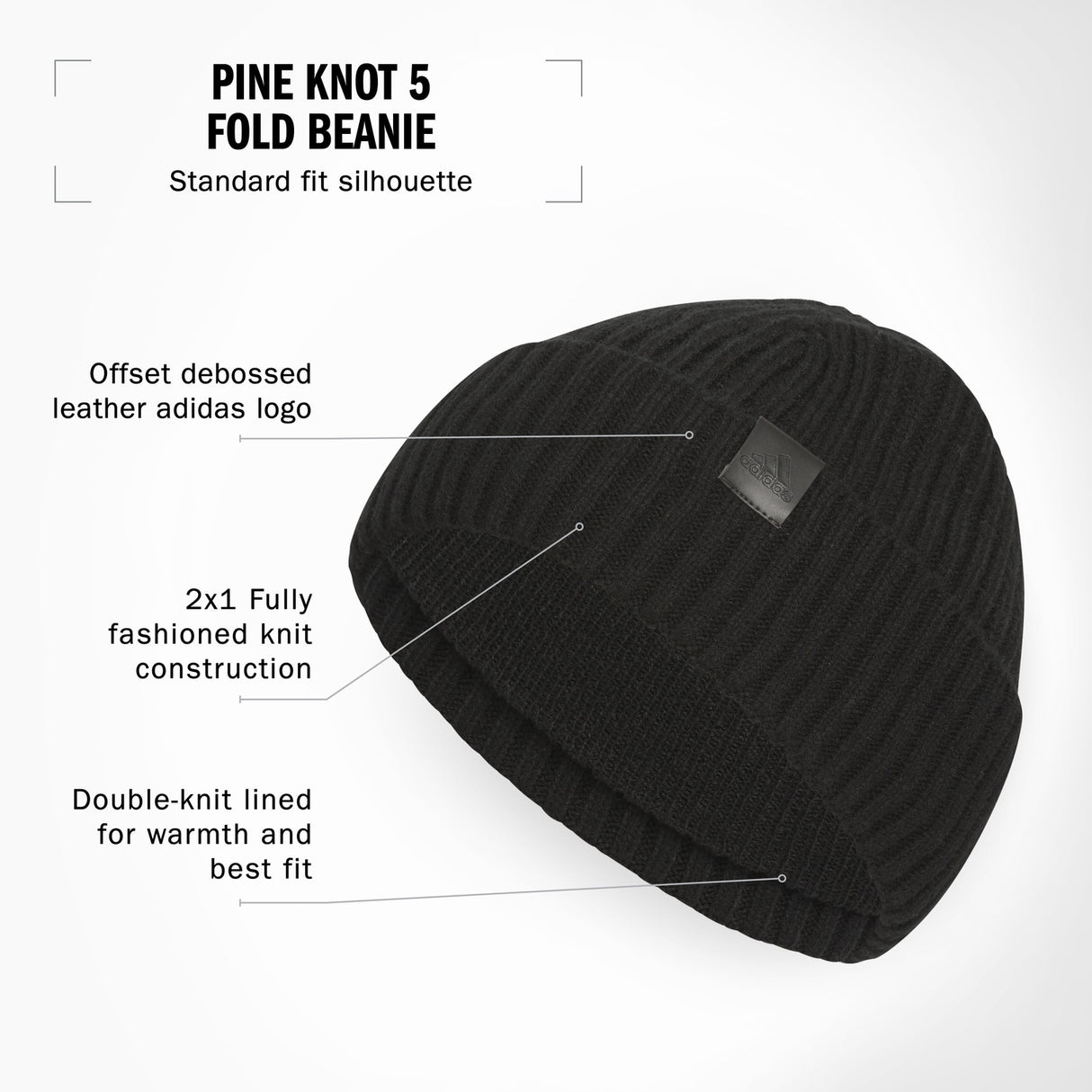 adidas Men's Pine Knot 5 Fold Beanie Unisex Accessories Hats & Caps