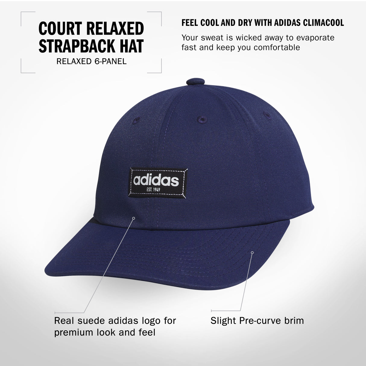 adidas Men's Court Relaxed Strapback Hat-2