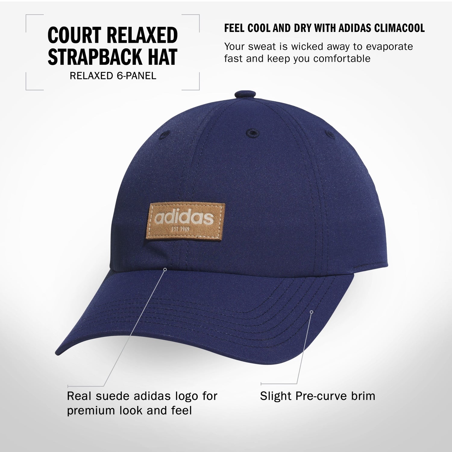 adidas Women's Court Relaxed Strapback Hat Unisex Accessories Hats & Caps