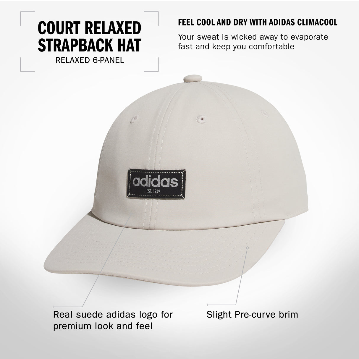 adidas Men's Court Relaxed Strapback Hat Unisex Accessories Hats & Caps
