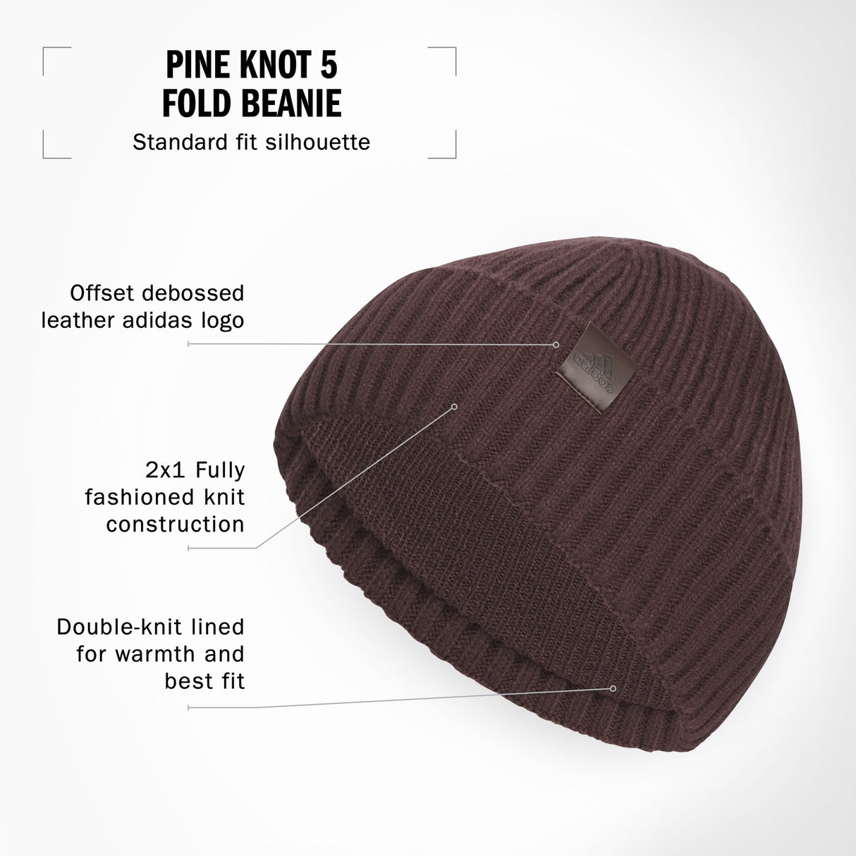 adidas Men's Pine Knot 5 Fold Beanie Unisex Accessories Hats & Caps