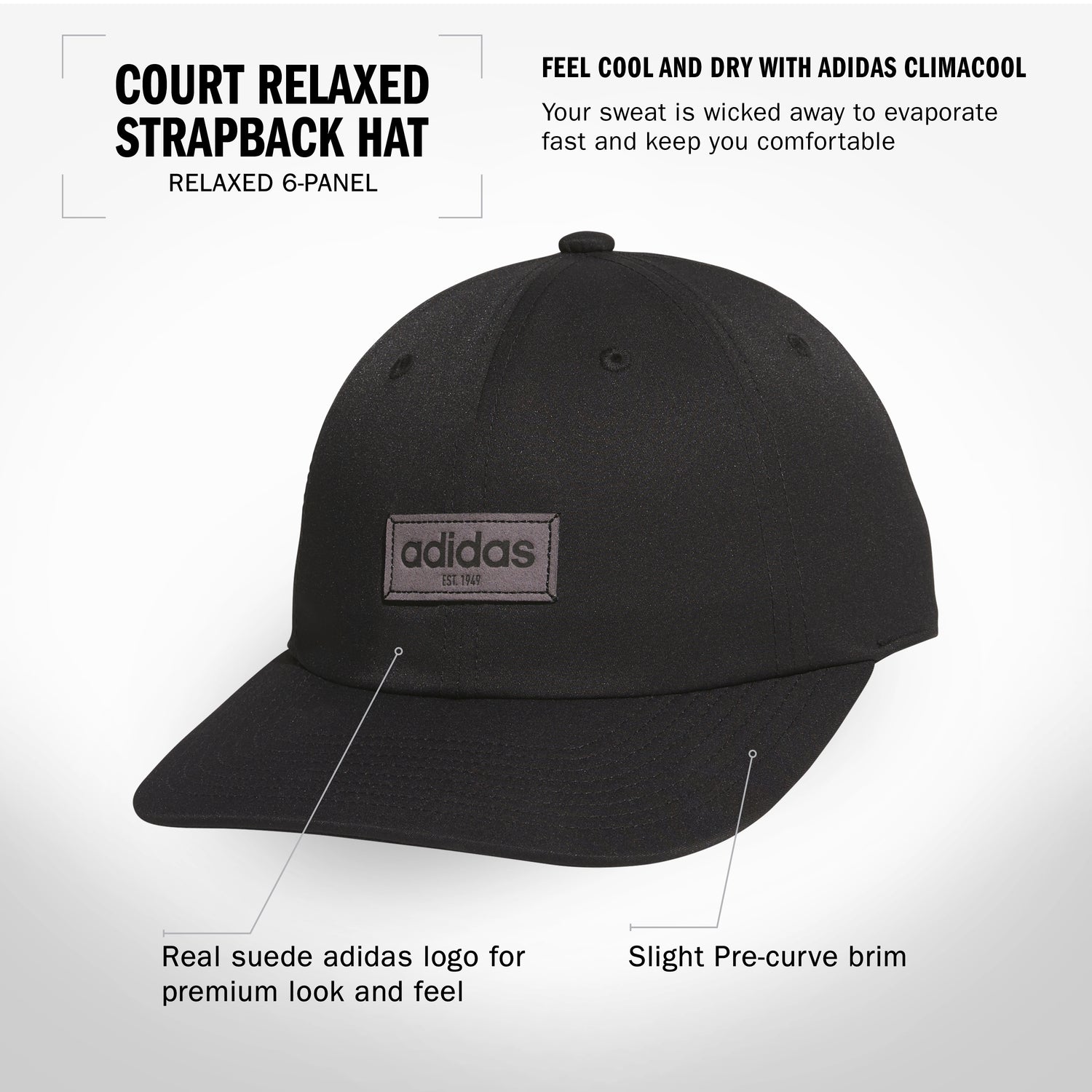 adidas Men's Court Relaxed Strapback Hat Unisex Accessories Hats & Caps