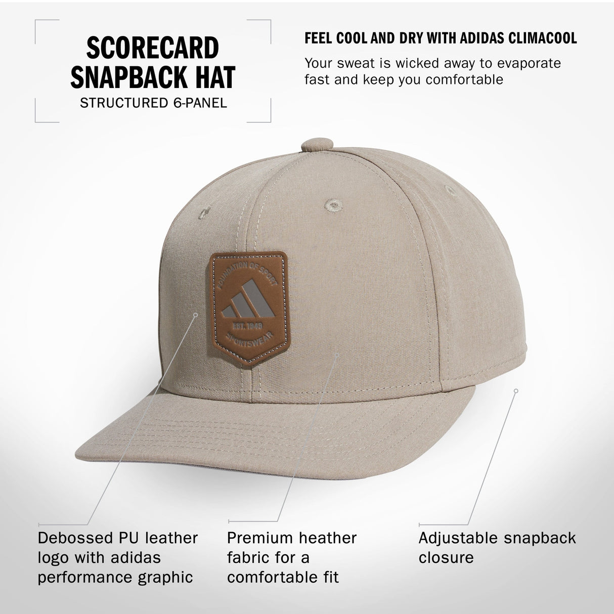 adidas Men's Scorecard Snapback Hat Unisex Accessories Hats & Caps