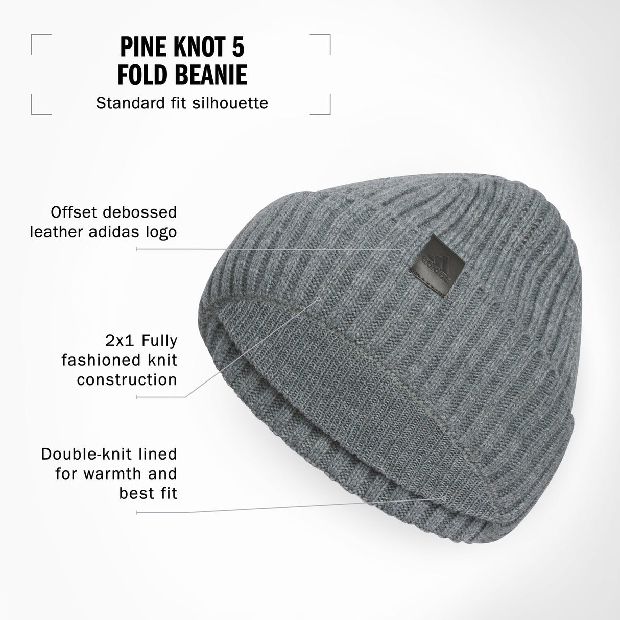 adidas Men's Pine Knot 5 Fold Beanie Unisex Accessories Hats & Caps